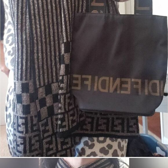 Fendi Wool FF ZUCCA Pequin Vintage Scarf - Picture 3 of 5